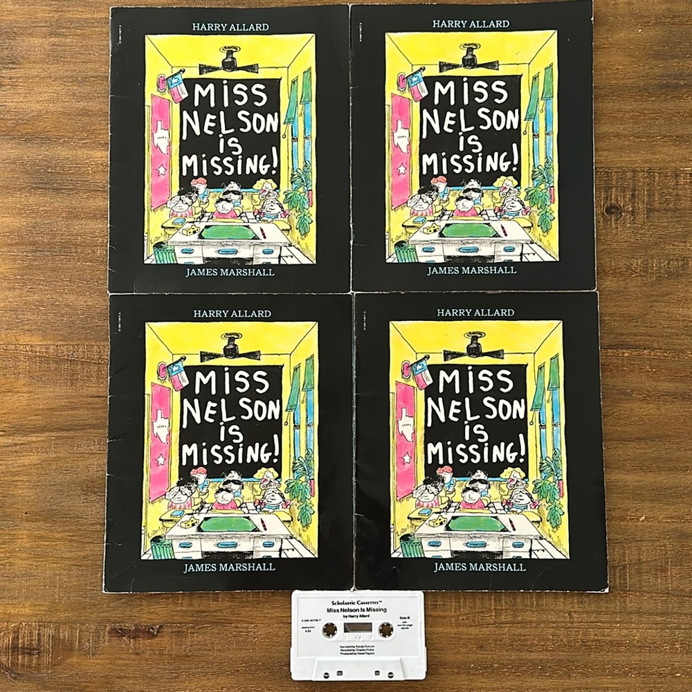 Vintage Miss Nelson is missing! Marshall Allard Set of 4 books w/ cassette tape